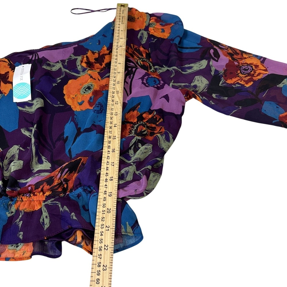 Lush Pansy‎ One-Shoulder Blouse Dark Purple Floral XXL Stitch Fix NWT - Picture 6 of 7